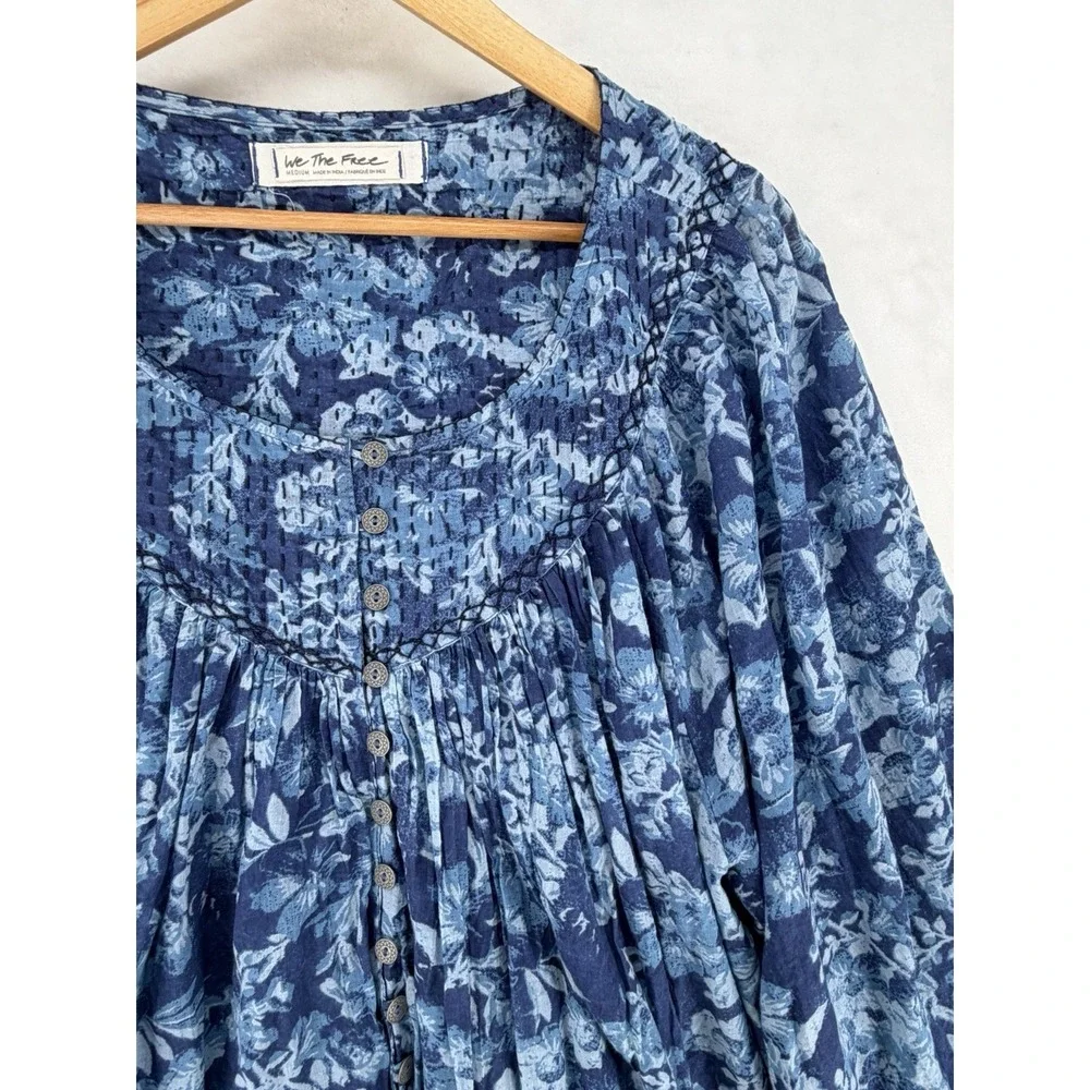 We The Free Free People Women's Cool Meadow Floral Printed Top M $108 Boho Flowy